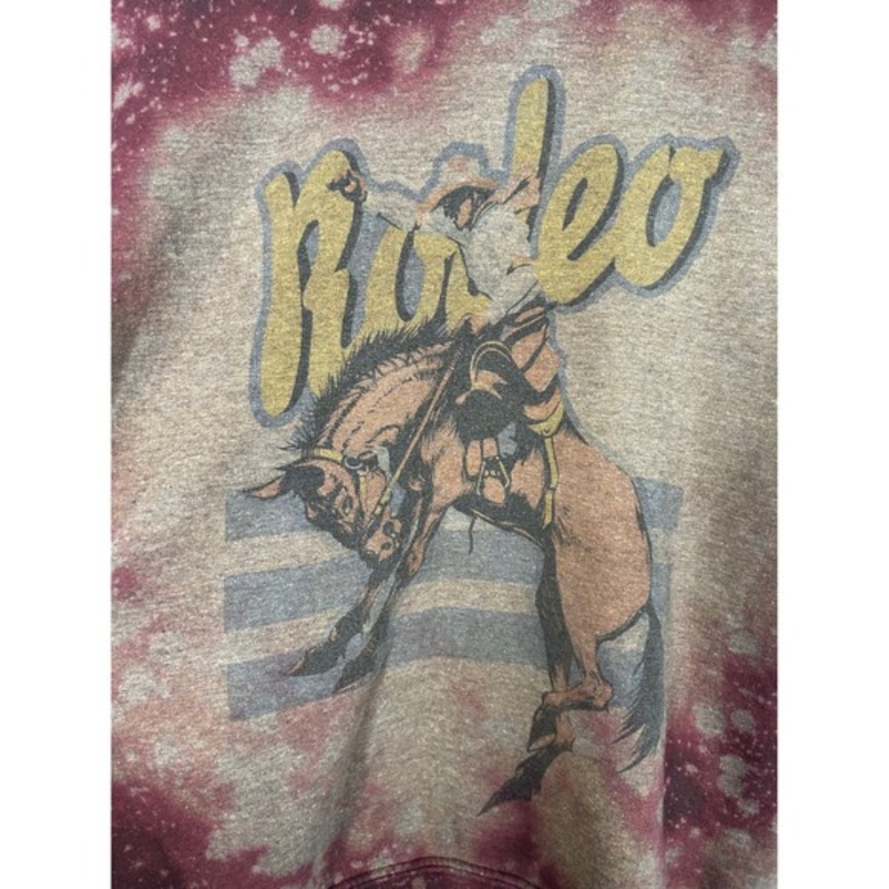 Gina Girls in Action Women Small Rodeo Faded Tie-Dye Red Sweatshirt Casual Boho - Picture 4 of 7
